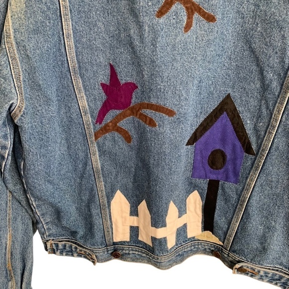 Vintage Blue Jean Denim Jacket Cabin Creek Quilts Malden West Virginia Women’s L - Picture 5 of 8
